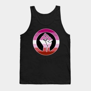 Black Lives Matter Fist Circled LGBTQ Flag Lipstick Lesbian Tank Top